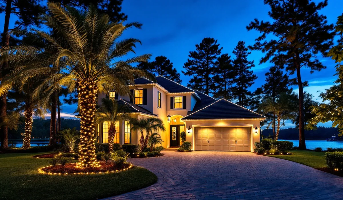Home with Christmas lights in Fleming Island, Florida