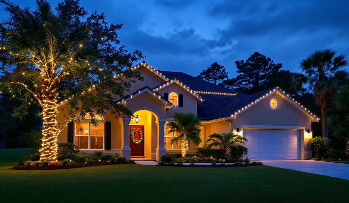 Home with Christmas lights in Fruit Cove, Florida