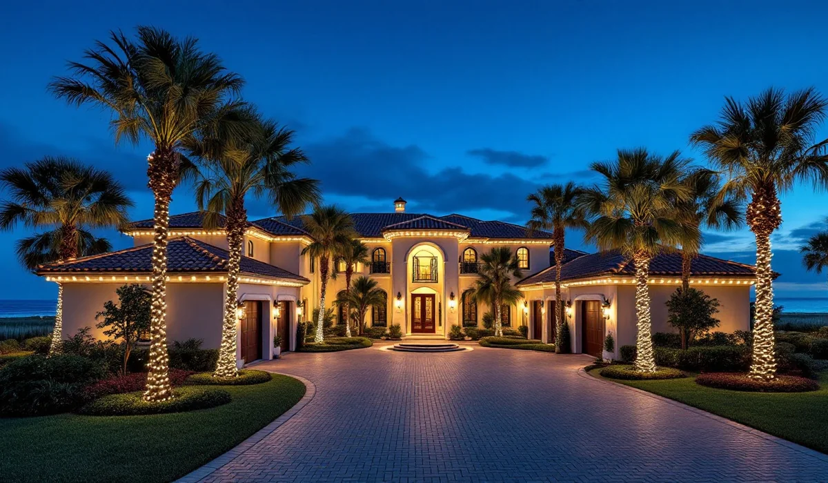 Home with Christmas lights in Ponte Vedra Beach, Florida